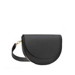 LOET Halfmoon leather shoulder bag- Black
