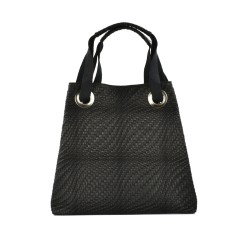 Black oversized leather shoulder bag